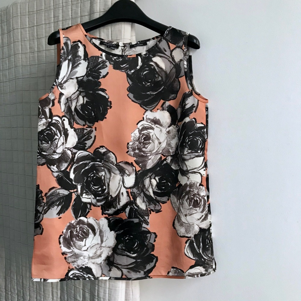 Lafayette 148 Rose Pattern Silk Tank Top NWOT